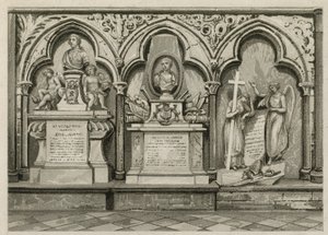 Gedenktekens en standbeelden in Westminster Abbey, Londen door English School