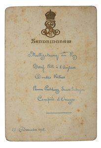 Menu voor Kerstdag in Sandringham