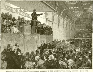 Revivalistische Bijeenkomst van de Heren Moody en Sankey in de Agricultural Hall, Londen