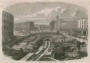 Metropolitan Railway Werken bij Kings Cross door English School