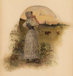 Melkmeisje (chromolitho) door English School
