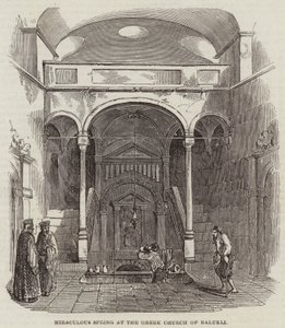 Wonderbaarlijke bron bij de Griekse kerk van Balukli (gravure) door English School