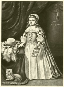 Miss Campion, met een Hoornboek (gravure) door English School