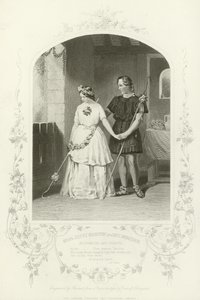 Mevrouw Jenny Marston en Meneer F Robinson als Florizel en Perdita, Het Winterverhaal, Act IV, scène iii door English School