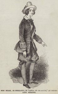 Miss Miran, als Pierrotto, in "Linda van Chamouni," in het Drury-Lane Theater door English School