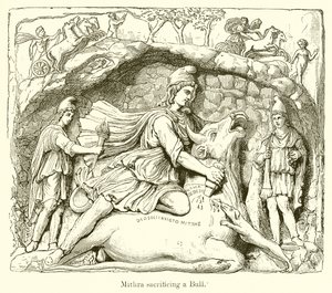 Mithra die een Stier offert