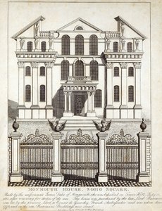 Monmouth House, Soho Square, uitgegeven door N. Smith, Gt Mays Buildings, 11 januari 1791 door English School