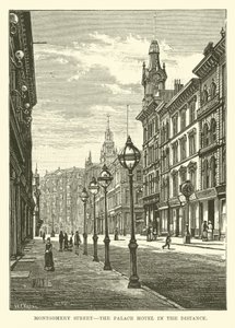 Montgomery Street, het Palace Hotel in de verte