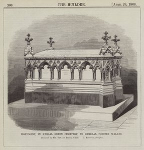 Monument, op Kensal Green Cemetery, voor Generaal Forster Walker, ontworpen door Mr Edward Blore, FRS (gravure)