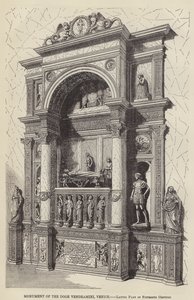 Monument van de Doge Vendramini, Venetië, Laatste deel van de vijftiende eeuw (gravure) door English School