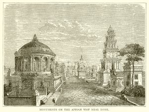 Monumenten aan de Via Appia nabij Rome