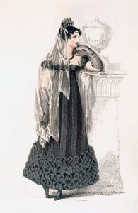 Rouwjurk, modeplaat uit Ackermanns Repository of Arts