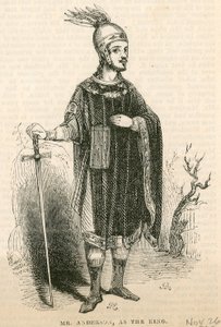 Mr Anderson in de titelrol van het toneelstuk King Arthur, Drury Lane Theatre, Londen door English School