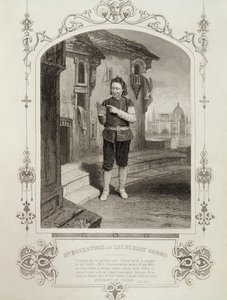 De heer Buckstone als Lancelot Gobbo, Act II Scene 2, in De Koopman van Venetië door William Shakespeare (1564-1616)