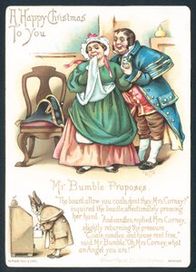 Mr Bumble en Mrs Corney, Kerstkaart door English School