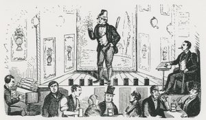 Mr C George, de Ierse zanger, optredend in het Borough Music Hall, Union Street, Southwark