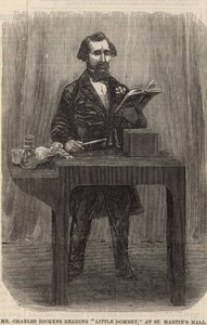 Mr Charles Dickens leest Little Dombey in St Martins Hall door English School