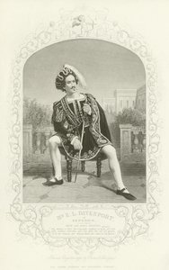 Meneer E L Davenport als Benedick, Veel Gedoe om Niets, Act II, scène iii door English School