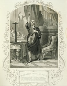 De heer George Bennett als Apemantus, Act I Scene 2, in Timon van Athene door William Shakespeare (1564-1616) door English School