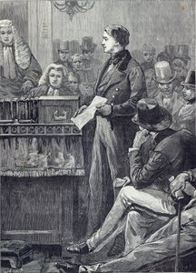 Mr Gladstone houdt zijn Maidenspeech in het Lagerhuis door English School