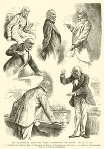 De houdingen van Mr Gladstone bij het toespreken van het Huis door English School