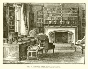 De studeerkamer van Mr. Gladstone, Hawarden Castle door English School
