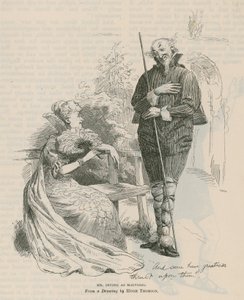 De heer Henry Irving, acteur, als Malvolio door English School