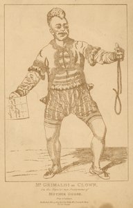 Mr Joseph Grimaldi als Clown in de populaire pantomime Mother Goose