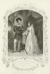 Meneer L Murray en Mevrouw Stirling als Orlando en Rosalind, Zoals U Het Wilt, Act V, scène iv door English School