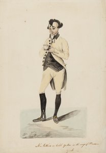 Mr. Matthews als Caleb Quotem in de Wags of Windsor, York, ca. 1820 door English School