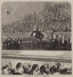 De heer Thackeray geeft een lezing in Edinburgh (gravure) door English School