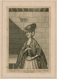 Mevrouw Brownrigg in de cel van de Newgate Gevangenis, Londen (gravure)