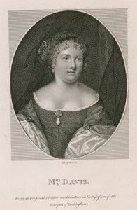 Mrs Davis, van een origineel miniatuur schilderij in het bezit van de Markies van Buckingham door English School