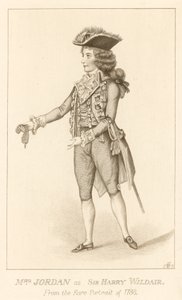 Mevrouw Jordan als Sir Harry Wildair uit het zeldzame portret van 1788 door English School