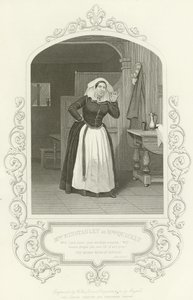 Mevrouw Winstanley als Mevrouw Quickly, De Vrolijke Vrouwtjes van Windsor, Act II, scène ii door English School
