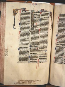 Ms.27, f.84v: Pagina uit een geannoteerde kopie van het Nieuwe Testament door English School
