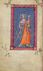 Ms 1-2005, f.1v: St. Andreas, miniatuur uit de Macclesfield Psalter, Gebruik van Sarum, Oost-Anglia, c.1330