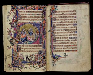 Ms 1-2005, ff.161v-162r: De Vader en de Zoon, gehistorieerde initiaal D uit de Macclesfield Psalter, Gebruik van Sarum, Oost-Anglia, c.1330 door English School