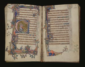 Ms 1-2005, ff.207v-208r: Jesaja biddend, gehistorieerde initiaal uit de Macclesfield Psalter, Use of Sarum, East Anglia, c.1330