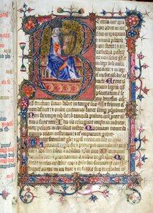 Psalm 1, David speelt harp, uit de Ramsey Abbey Psalter, ca.1380