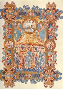 Ms 274 (Y-6) fol.158 De menigte aanbidt het Lam, uit het Missaal van Robert van Jumieges, ca. 1016 door English School