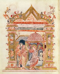 Ms 274 (Y-6) fol.72v De Heilige Vrouwen bij het Graf, uit het Missaal van Robert van Jumieges, c.1016 door English School