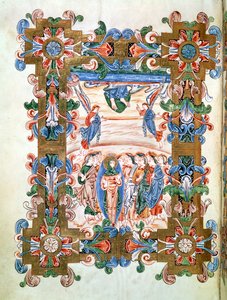 Ms 274 (Y-6) fol.81v De Hemelvaart van Christus, uit het Missaal van Robert van Jumieges, c.1016 door English School