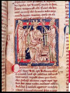 Ms 6712 (A.6.89) fol.129r Hendrik I (1068-1135), miniatuur uit Flores Historiarum, door Matthew Paris, 1250-52
