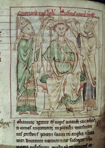 Ms 6712 (A.6.89) fol.144v Koning Jan (1167-1216), miniatuur uit Flores Historiarum, door Matthew Paris, 1250-52