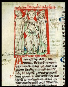Ms 6712 (A.6.89) fol.247v Edward I (1239-1307), miniatuur uit Flores Historiarum, door Matthew Paris, 1250-52