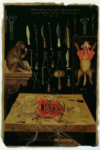 Ms Hunter 364 Tafel I Dissectie-instrumenten, uit Anatomische Tafels, door John Banister (1540-1610) door English School
