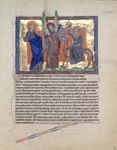 Een engel leidt St. Johannes de Evangelist naar de Hoer van Babylon, uit de Gulbenkian Apocalyps, c.1265-70
