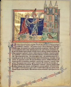 Een engel toont het Nieuwe Jeruzalem aan St. Johannes de Evangelist, uit de Gulbenkian Apocalyps, c.1265-70 door English School