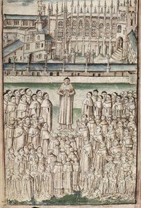 Ms. New Coll 288, f3v. (Chaundler manuscript), Leven van William van Wykeham door Thomas Chaundler door English School